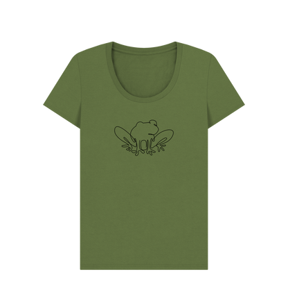 Khaki Women's Frog Organic Cotton Scoop Neck Tee (Black)