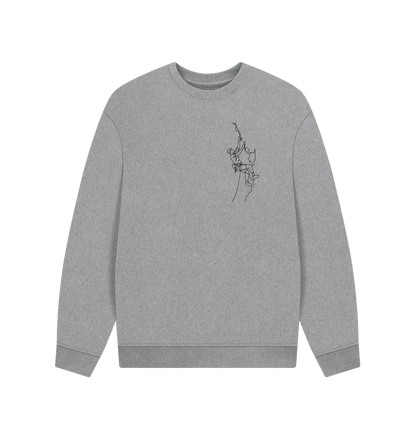 Athletic Grey Men's Climber Organic Cotton Oversized Crewneck - Black Design