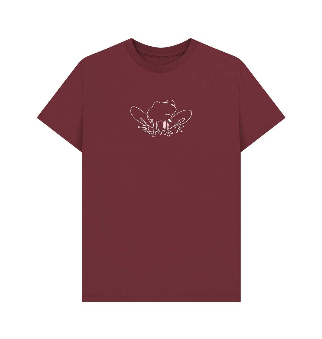 Red Wine Men's Frog Organic Cotton Basic Tee (White)