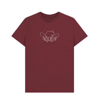 Red Wine Men's Frog Organic Cotton Basic Tee (White)