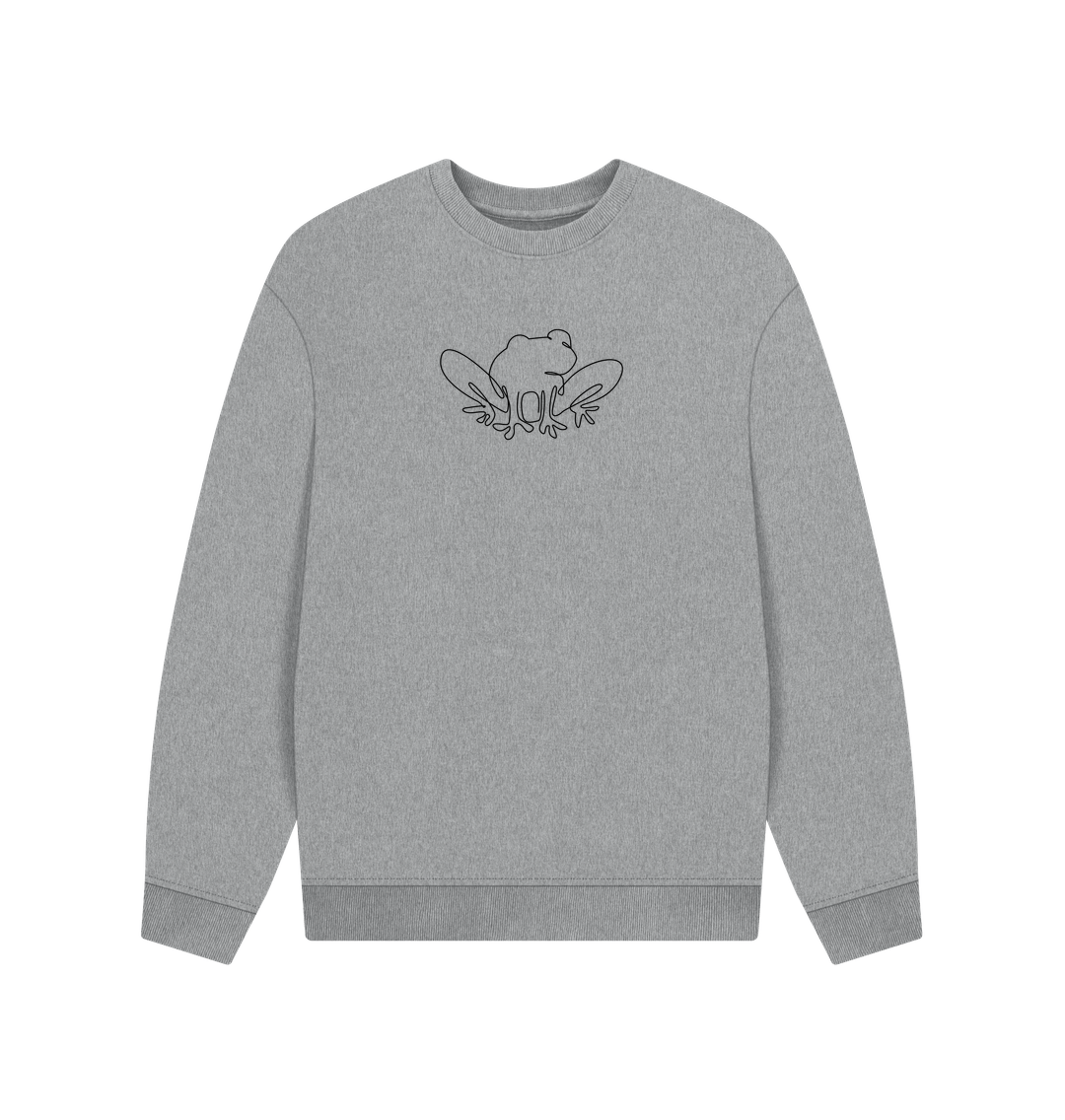 Athletic Grey Men's Frog Organic Cotton Oversized Crewneck - Black Design