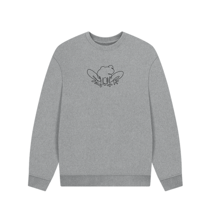 Athletic Grey Men's Frog Organic Cotton Oversized Crewneck - Black Design