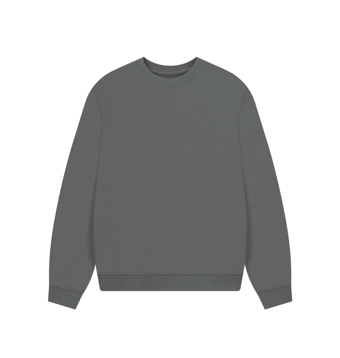 Slate Grey Women's Solid Organic Cotton Oversized Crewneck