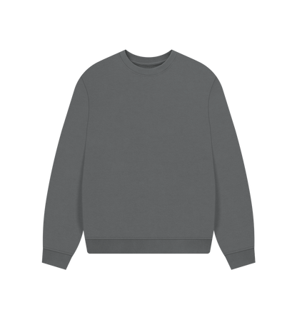 Slate Grey Women's Solid Organic Cotton Oversized Crewneck