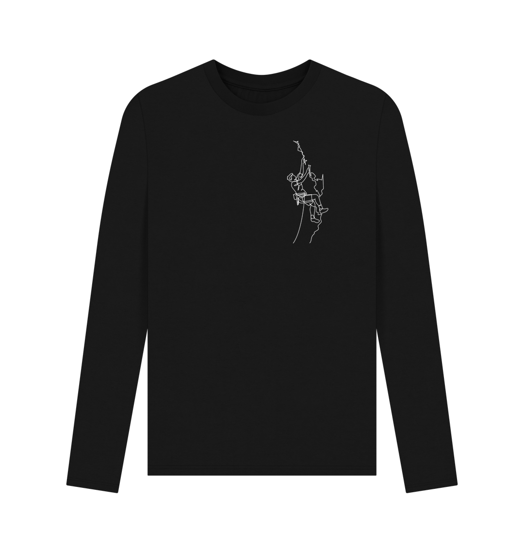 Black Men's Climber Organic Cotton Long Sleeve Tee (White)