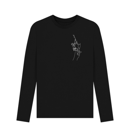 Black Men's Climber Organic Cotton Long Sleeve Tee (White)