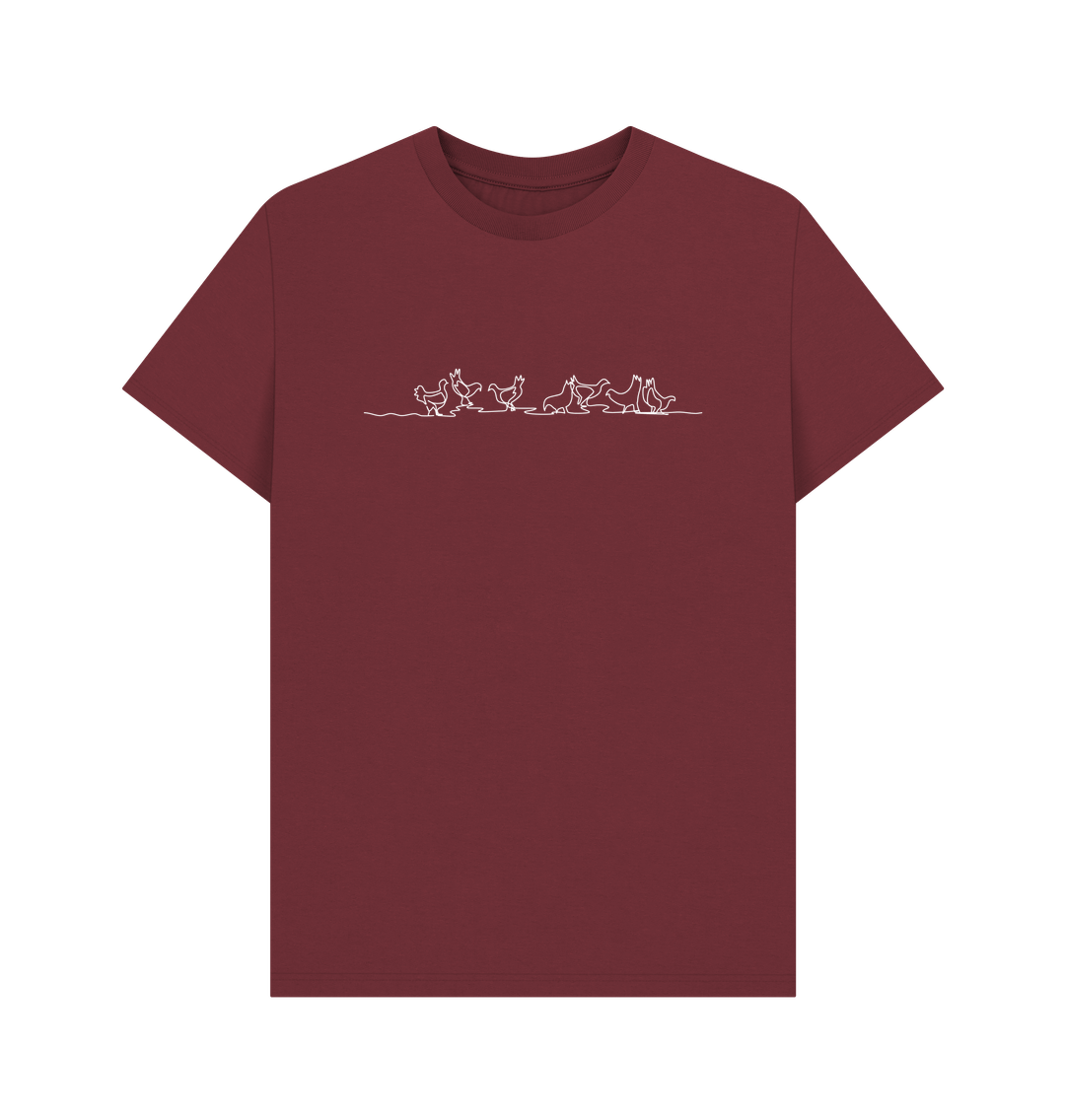 Red Wine Men's Chickens Organic Cotton Basic Tee (White)