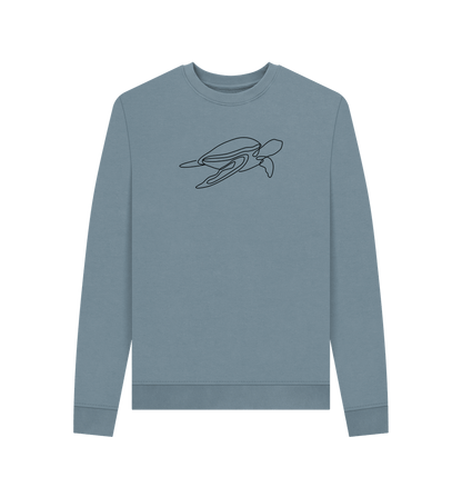 Stone Blue Women's Sea Turtle Organic Cotton Crewneck Sweater (Black)