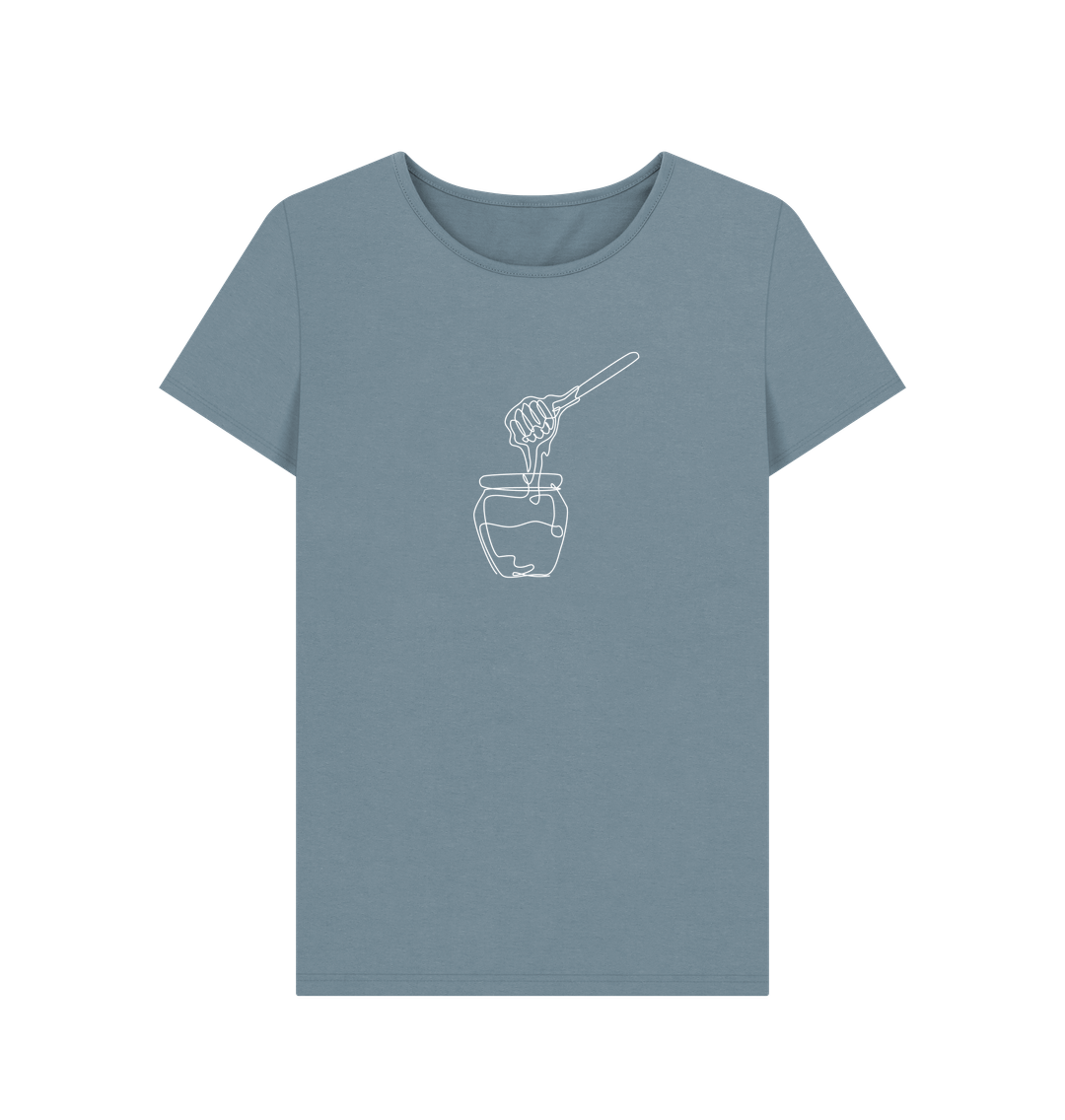 Stone Blue Women's Honey Organic Cotton Crewneck T-Shirt (White)