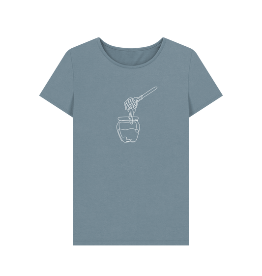 Stone Blue Women's Honey Organic Cotton Crewneck T-Shirt (White)