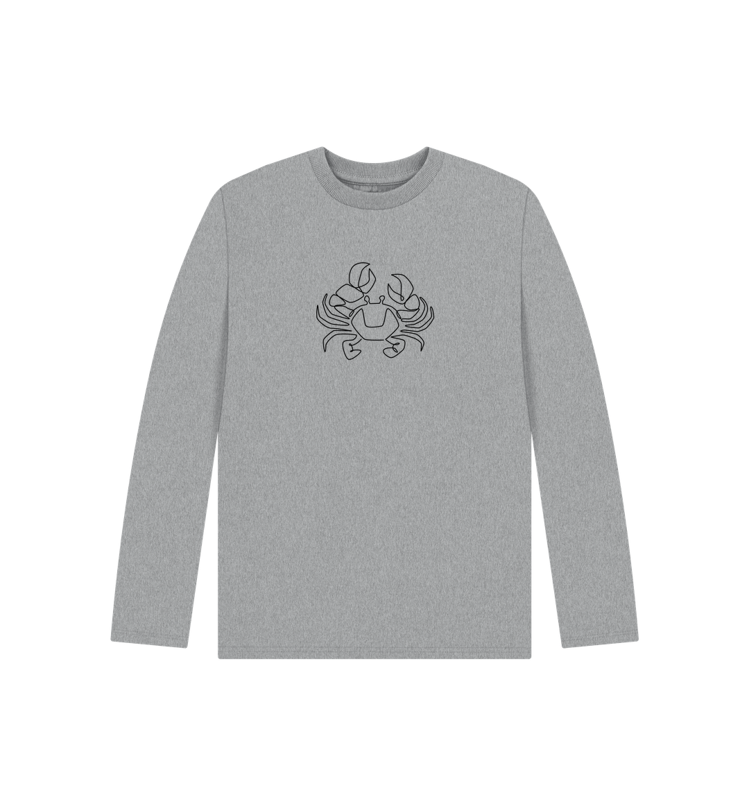 Athletic Grey Kid's Crab Organic Cotton Long Sleeve Tee (Black)