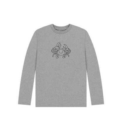 Athletic Grey Kid's Crab Organic Cotton Long Sleeve Tee (Black)