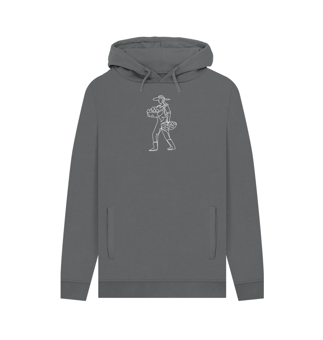 Slate Grey Men's Harvest Organic Cotton Pullover Hoodie (White)