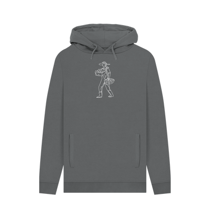 Slate Grey Men's Harvest Organic Cotton Pullover Hoodie (White)