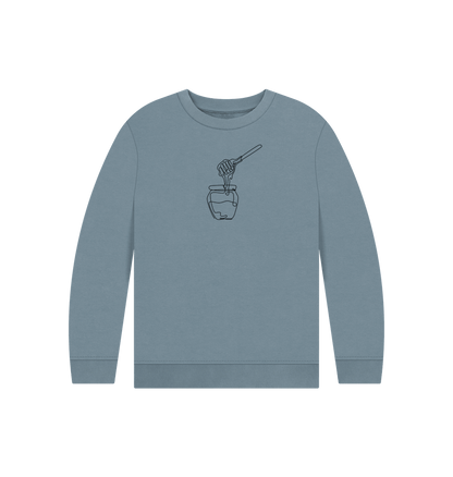 Stone Blue Kid's Honey Organic Cotton Crewneck Sweater (Black)