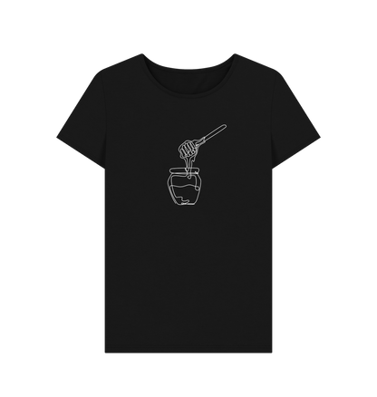 Black Women's Honey Organic Cotton Crewneck T-Shirt (White)