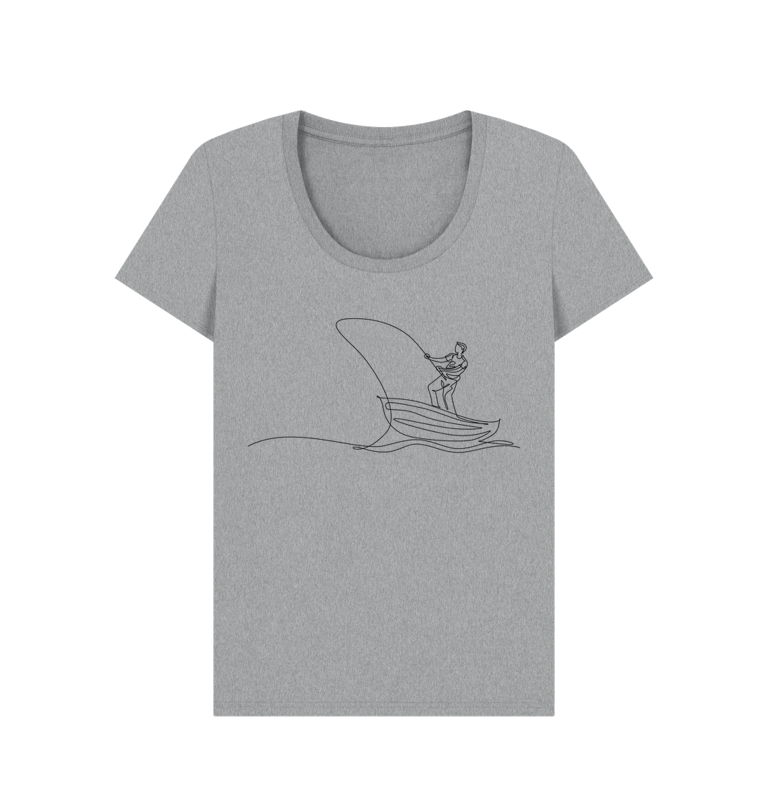 Athletic Grey Women's Fisherman Organic Cotton Scoop Neck Tee (Black)