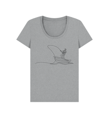 Athletic Grey Women's Fisherman Organic Cotton Scoop Neck Tee (Black)