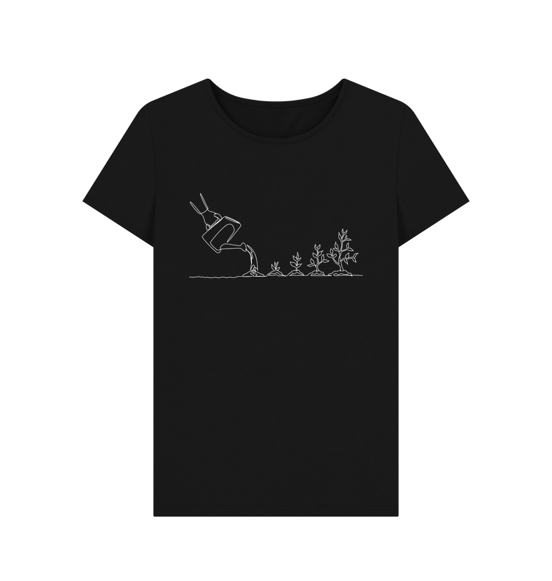 Black Women's Gardening Organic Cotton Crewneck Tee (White)