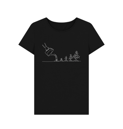 Black Women's Gardening Organic Cotton Crewneck Tee (White)