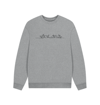 Athletic Grey Men's Chickens Organic Cotton Oversized Crewneck - Black Design