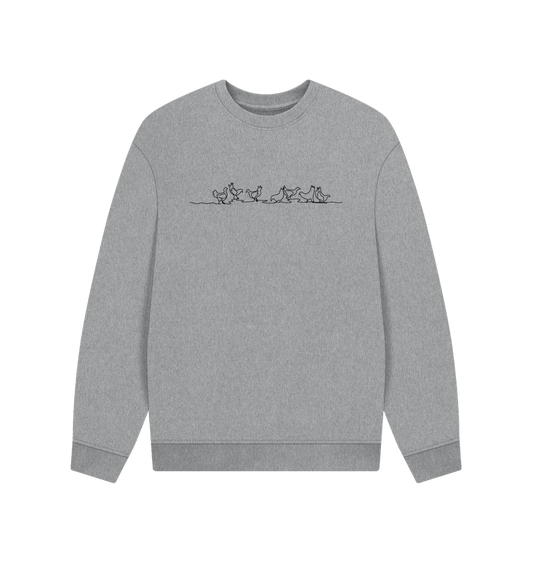 Athletic Grey Men's Chickens Organic Cotton Oversized Crewneck - Black Design