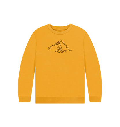 Mustard Kid's S'mores Organic Cotton Crewneck Sweater (Black)