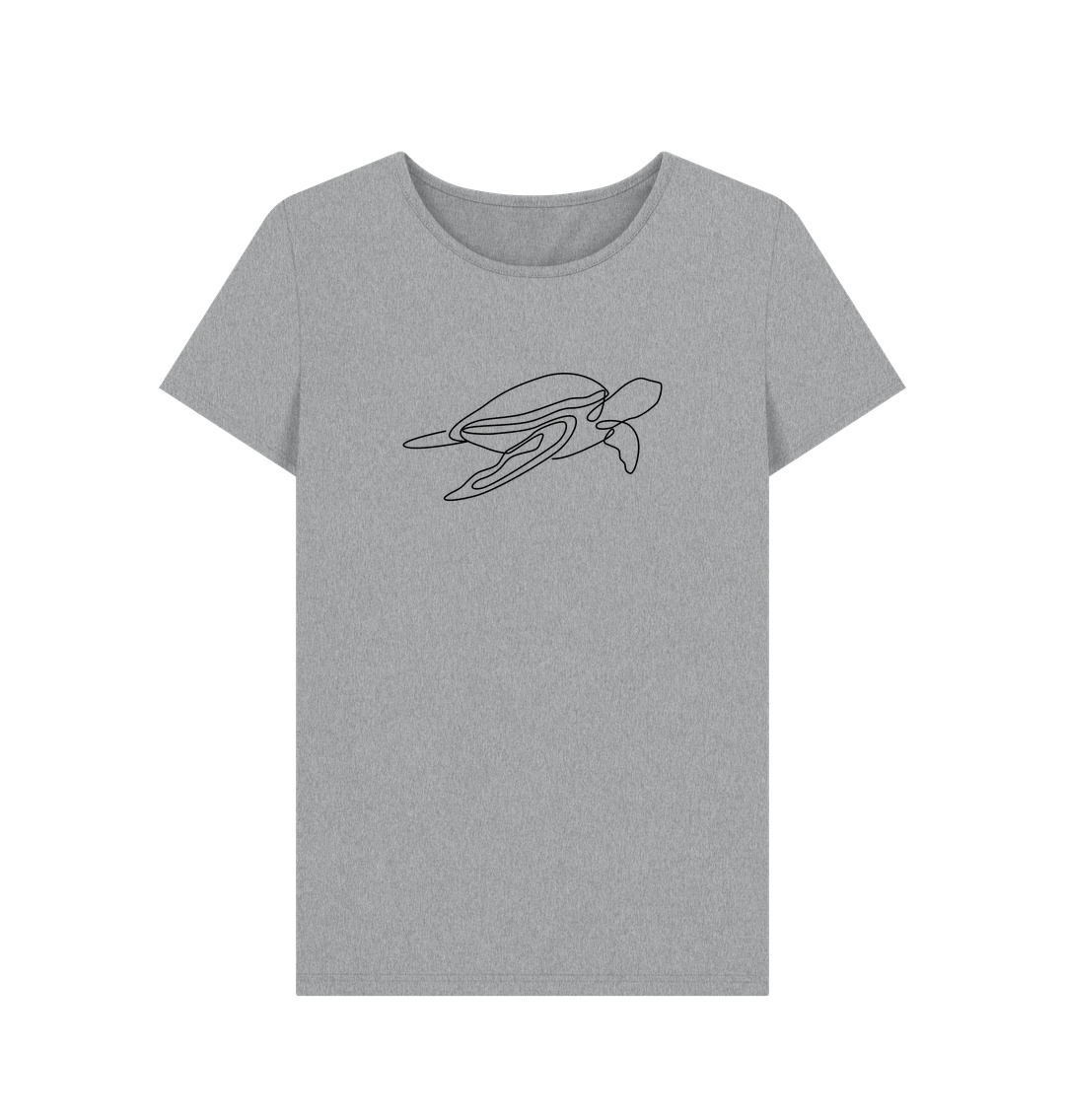 Athletic Grey Women's Sea Turtle Organic Cotton Crewneck Tee (Black)