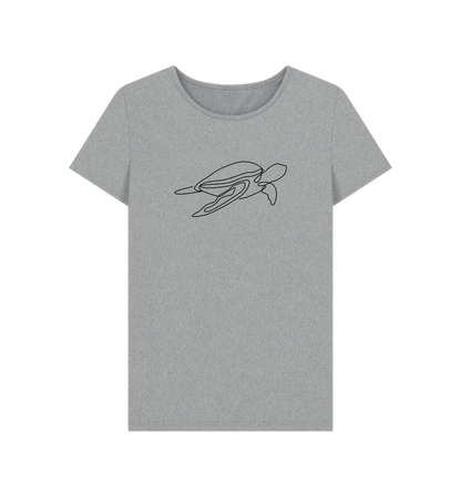 Athletic Grey Women's Sea Turtle Organic Cotton Crewneck Tee (Black)