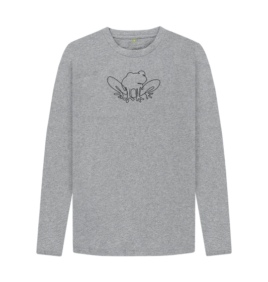 Athletic Grey Men's Frog Organic Cotton Long Sleeve Tee (Black)