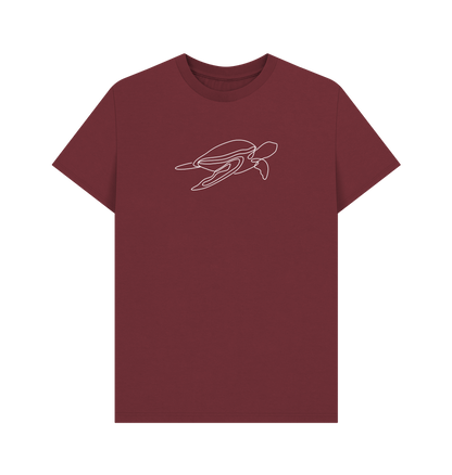 Red Wine Men's Sea Turtle Organic Cotton Basic Short Sleeve Tee (White)