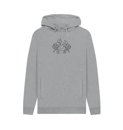 Light Heather Men's Crab Organic Cotton Pullover Hoodie (Black)