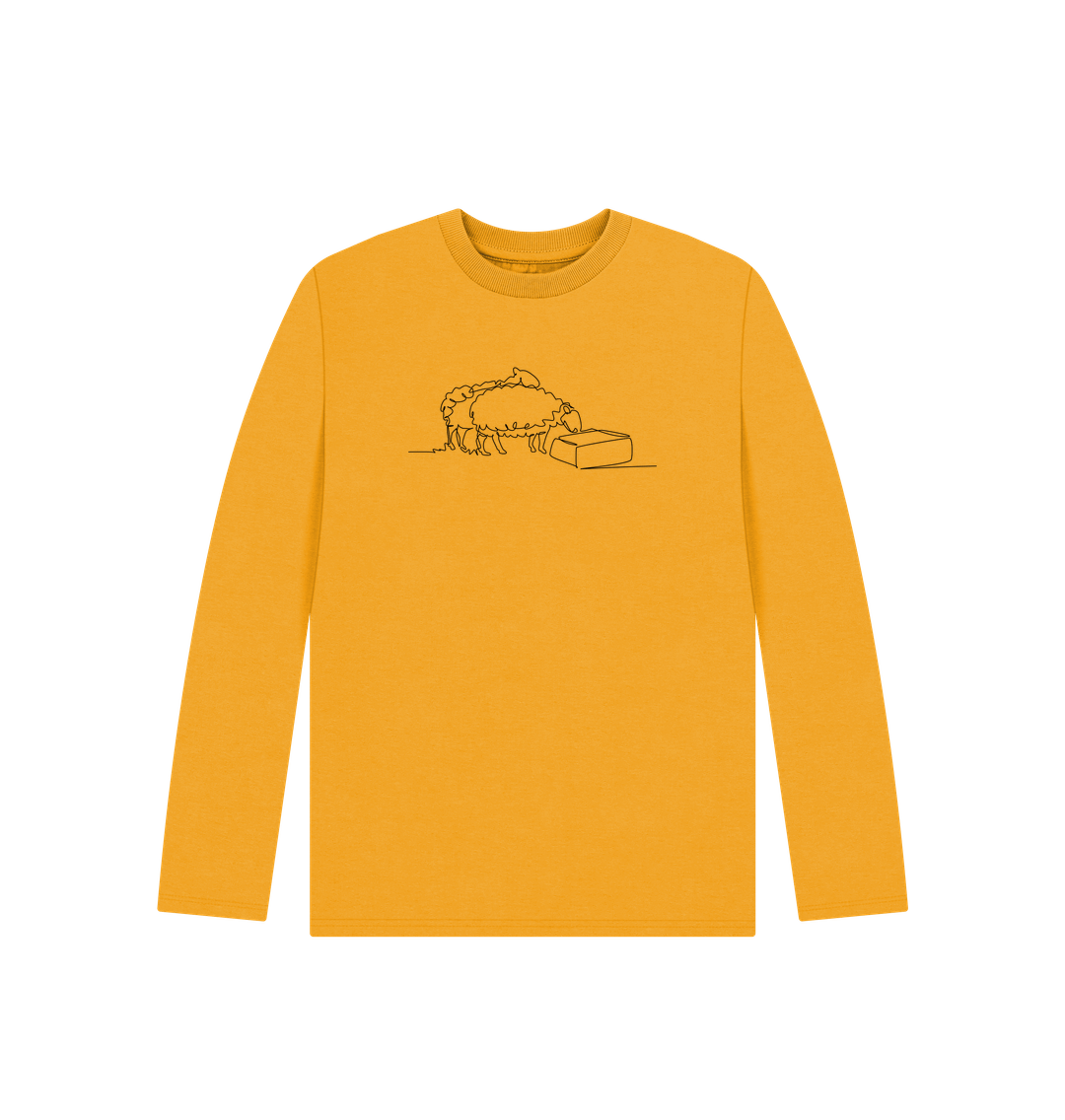 Mustard Kid's Sheep Organic Cotton Long Sleeve Tee (Black)