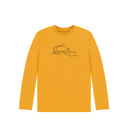 Mustard Kid's Sheep Organic Cotton Long Sleeve Tee (Black)