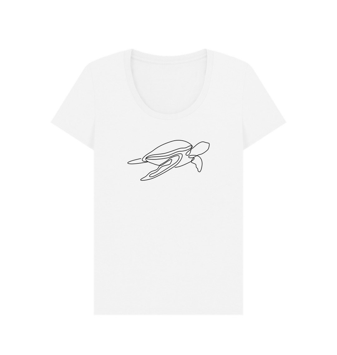 White Women's Sea Turtle Organic Cotton Scoop Neck Tee (Black)