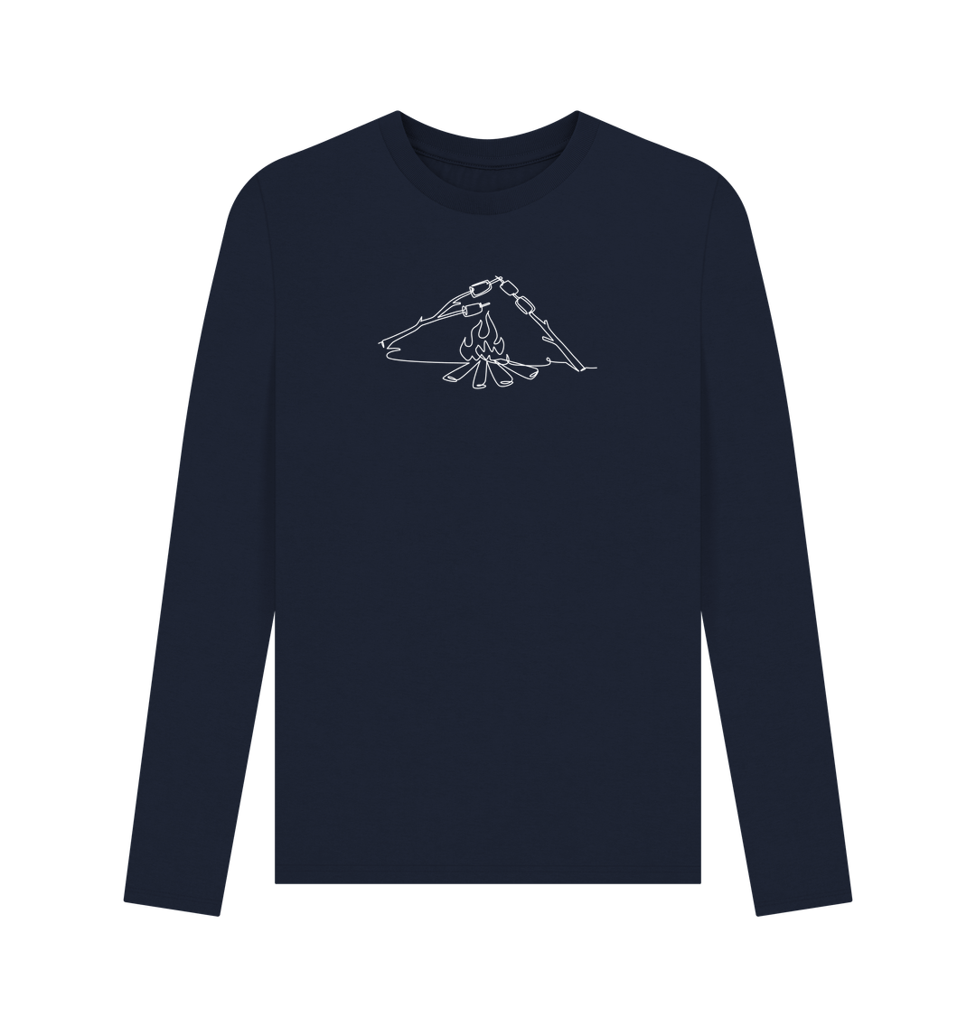 Navy Blue Men's S'mores Organic Cotton Long Sleeve Tee (White)