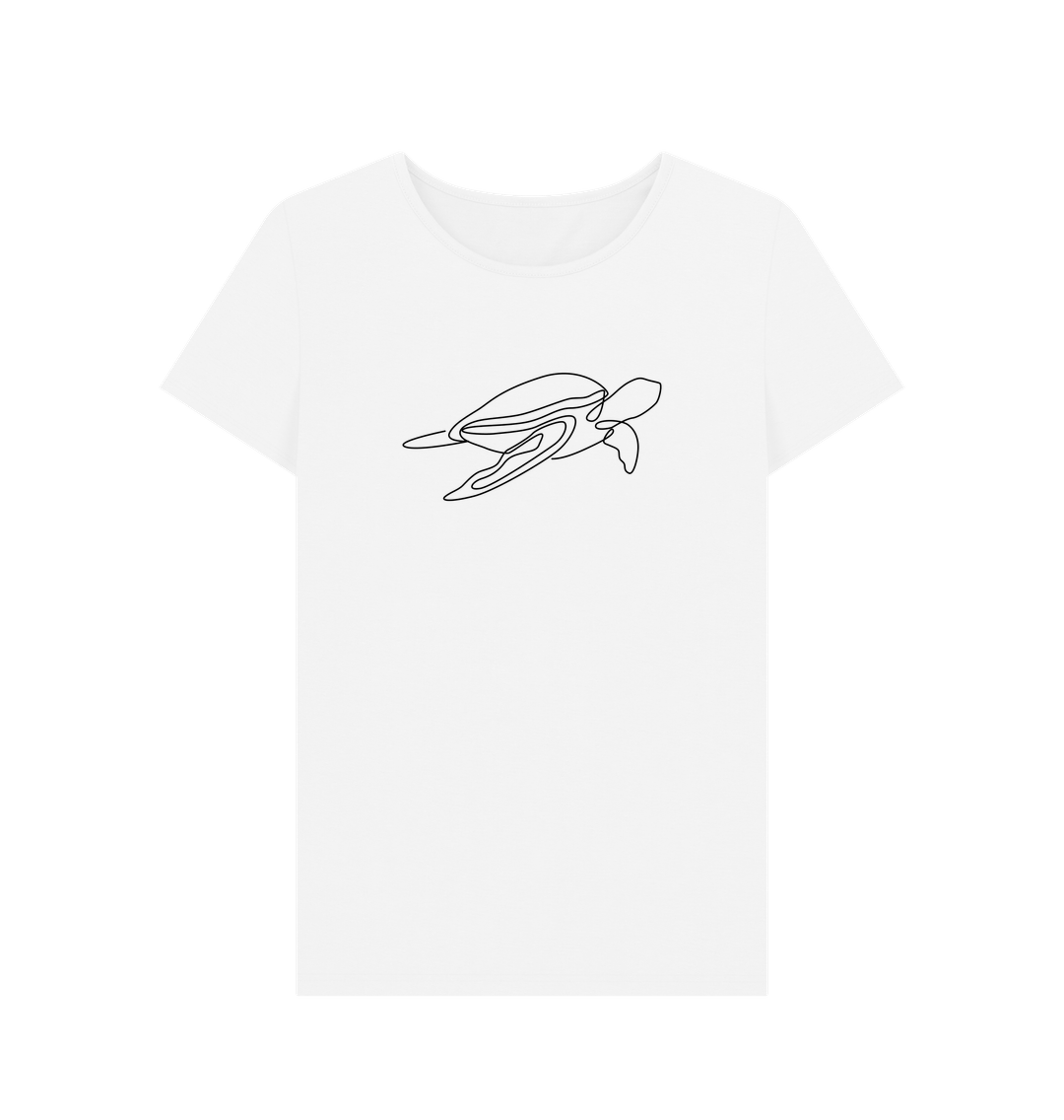 White Women's Sea Turtle Organic Cotton Crewneck Tee (Black)