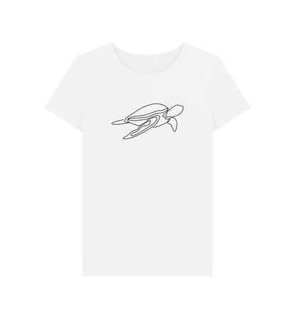 White Women's Sea Turtle Organic Cotton Crewneck Tee (Black)