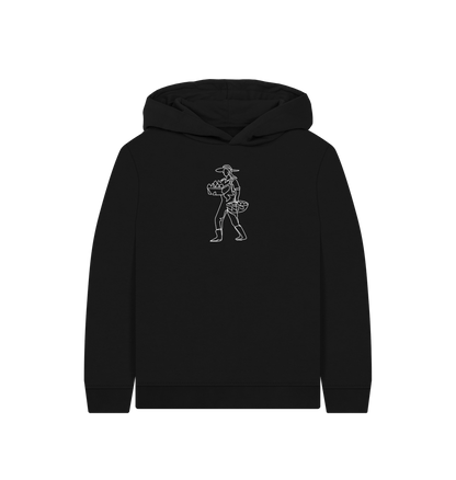 Black Kid's Harvest Organic Cotton Pullover Hoodie (White)