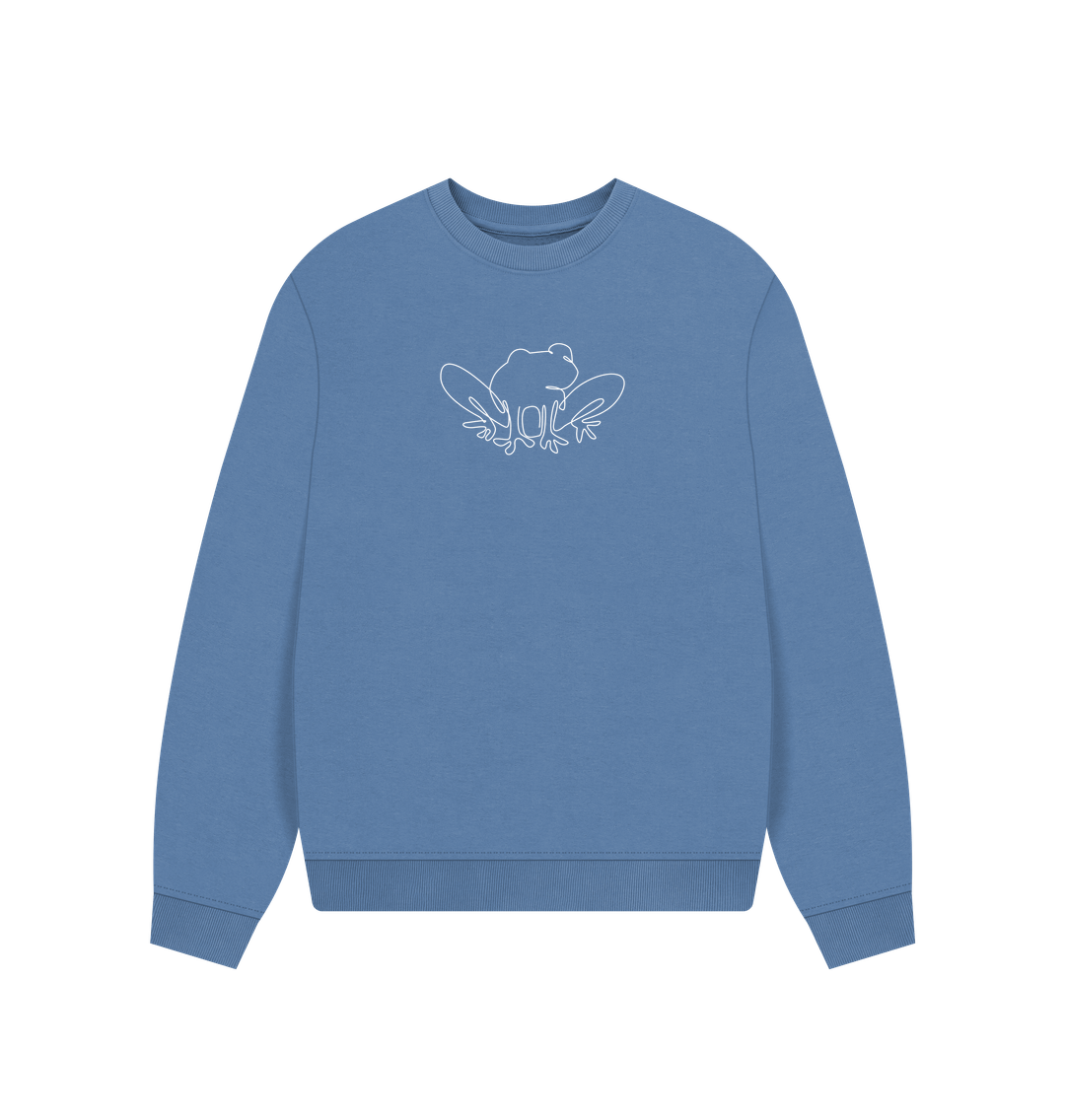 Solent Women's Frog Organic Cotton Oversized Crewneck (White)