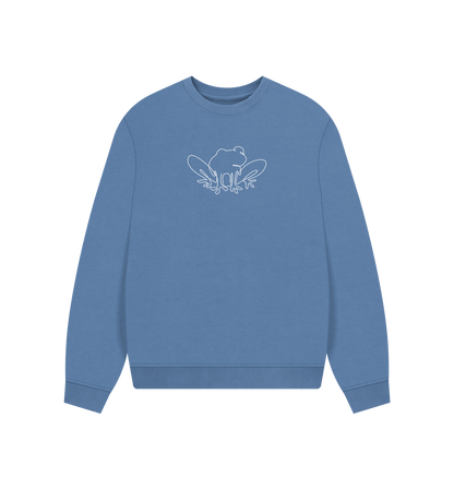 Solent Women's Frog Organic Cotton Oversized Crewneck (White)