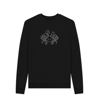 Black Women's Crab Organic Cotton Crewneck Sweater (White)