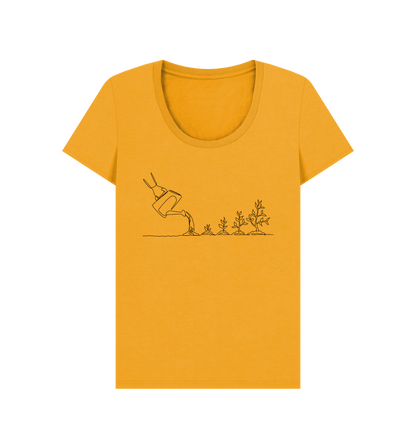 Mustard Women's Gardening Organic Cotton Scoop Neck Tee (Black)