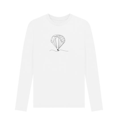 White Men's Parachute Organic Cotton Long Sleeve Tee - Black Design