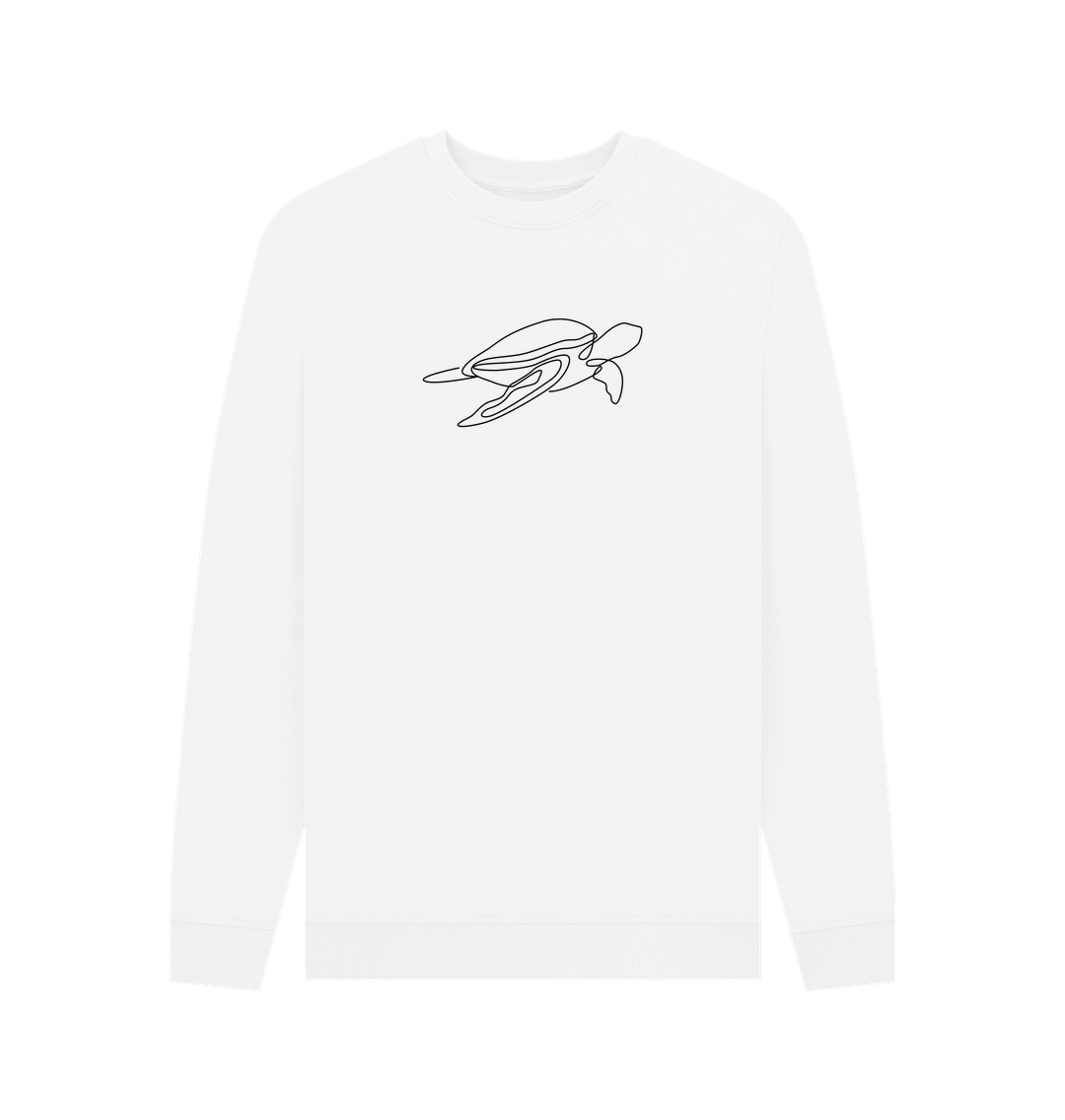 White Men's Sea Turtle Organic Cotton Crewneck Sweater (Black)