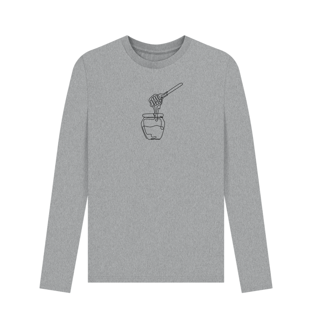 Athletic Grey Men's Honey Organic Cotton Long Sleeve Tee - Black Design