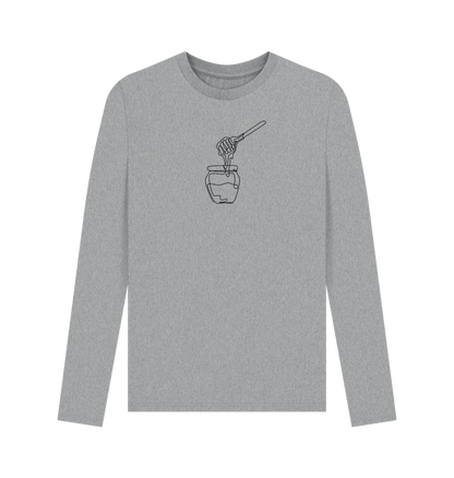 Athletic Grey Men's Honey Organic Cotton Long Sleeve Tee - Black Design