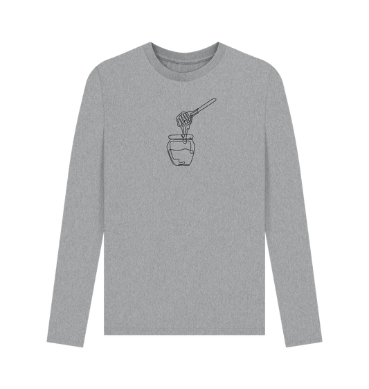 Athletic Grey Men's Honey Organic Cotton Long Sleeve Tee - Black Design