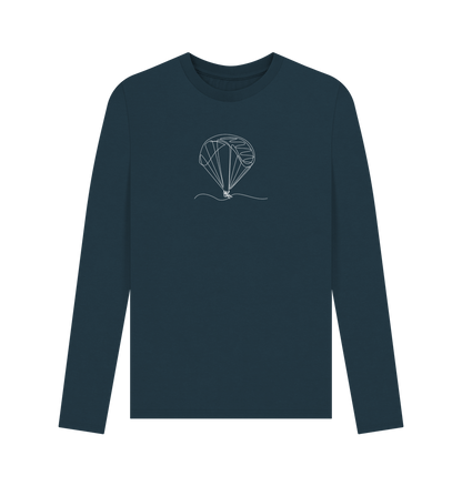 Denim Blue Men's Parachute Organic Cotton Long Sleeve Tee (White)