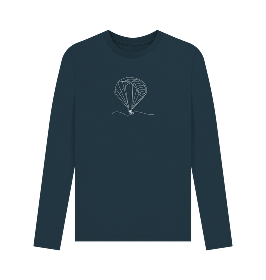 Denim Blue Men's Parachute Organic Cotton Long Sleeve Tee (White)